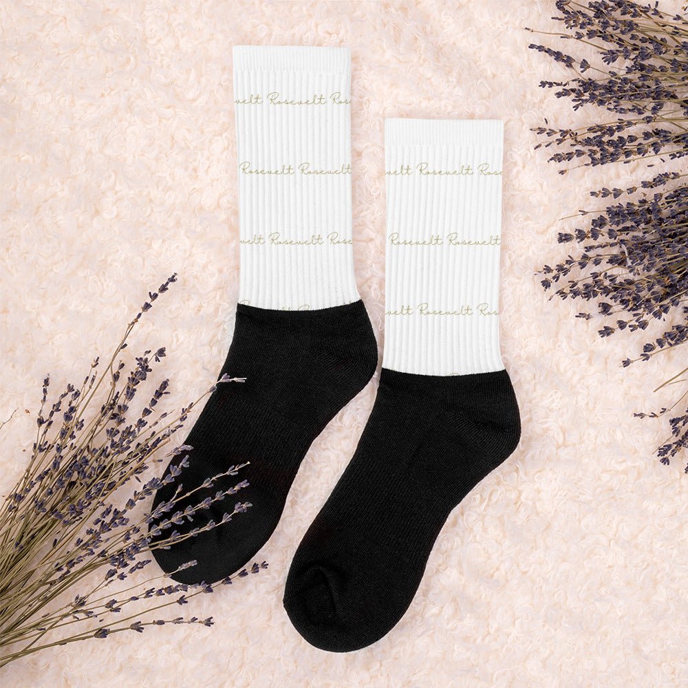 White Minimal RoseGoldSocksRosevelt