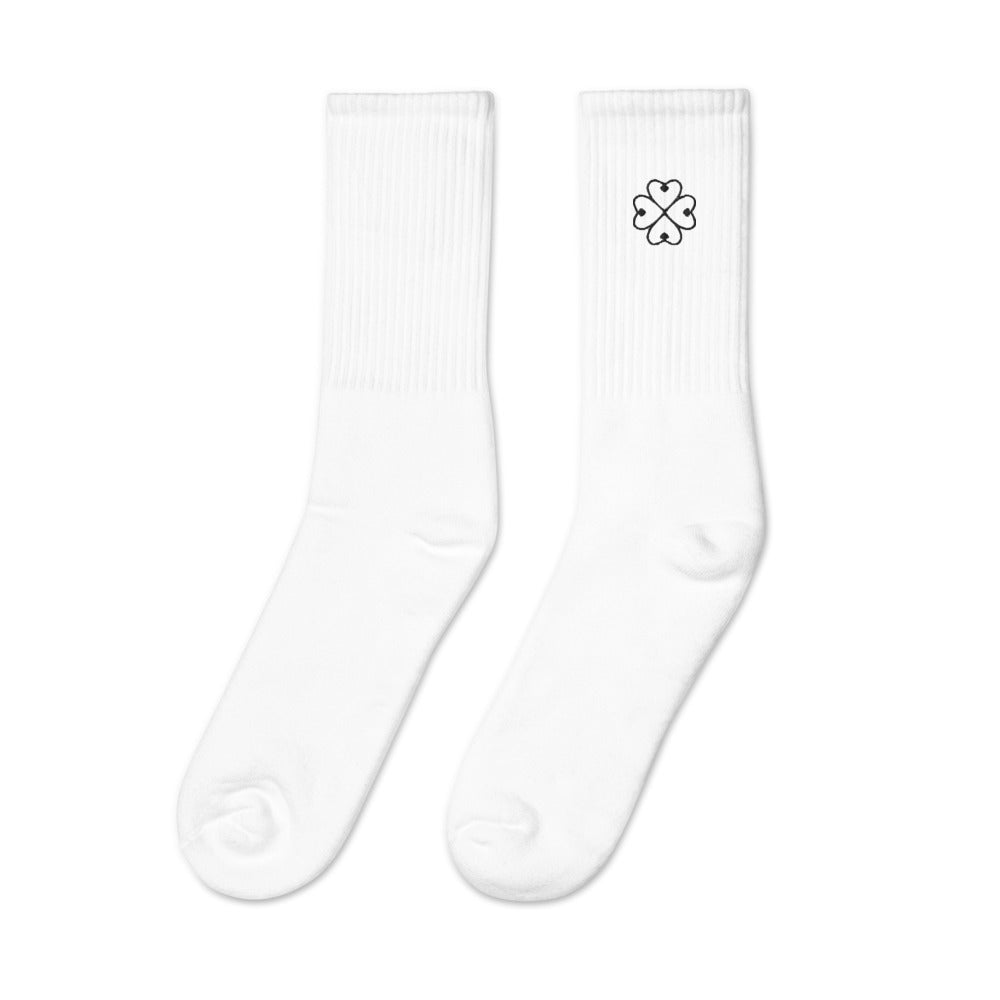 White Minimal RoseHeartSocks