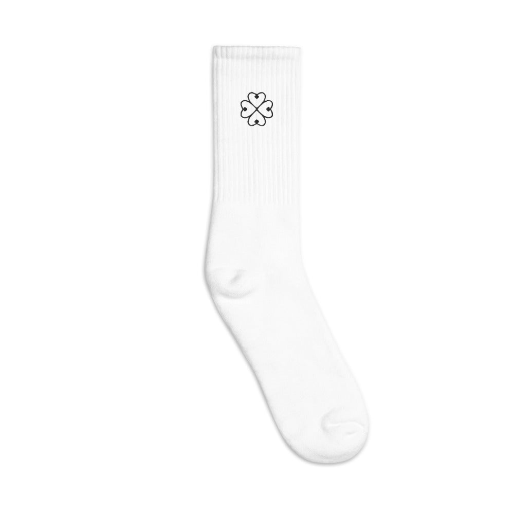 White Minimal RoseHeartSocks