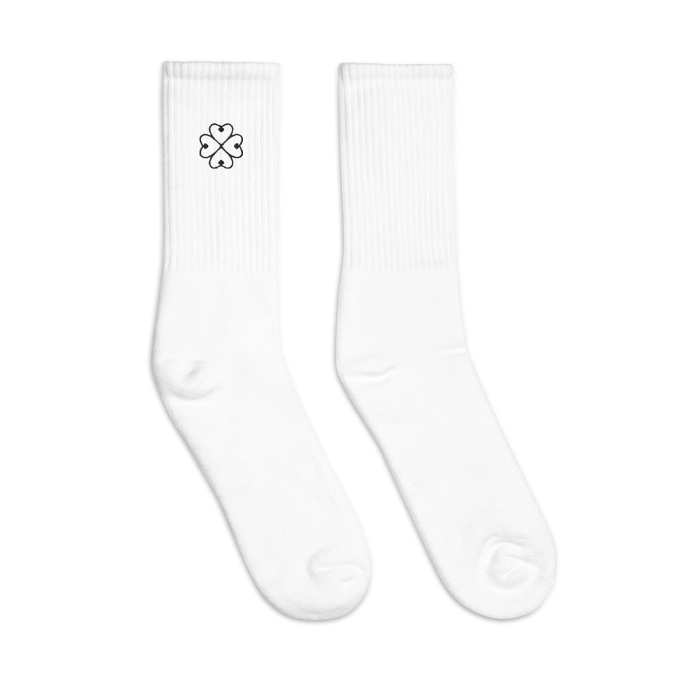 White Minimal RoseHeartSocks